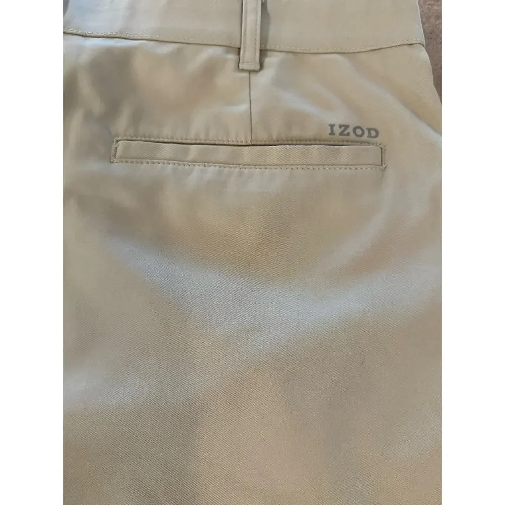 IZOD Golf Shorts Men’s 38 Khaki Straight Fit Performance Flat Front